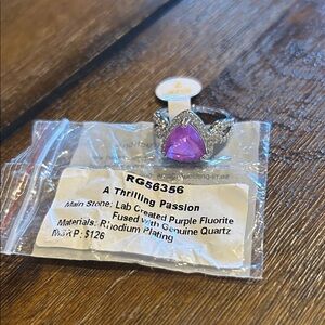 BP Purple Fluorite and Quartz Ring